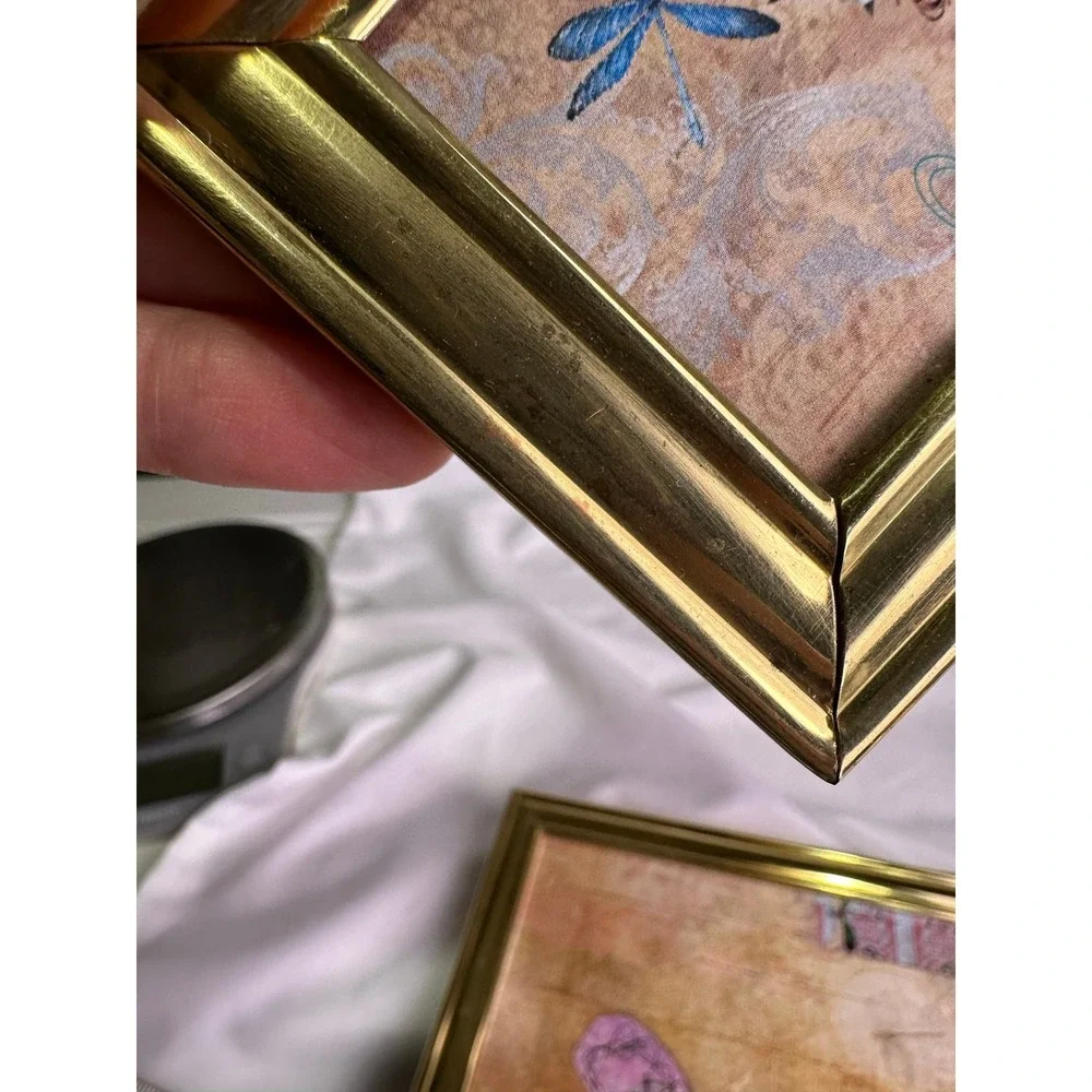 Set of 2 Vintage Brass Rectangular Tabletop Frames